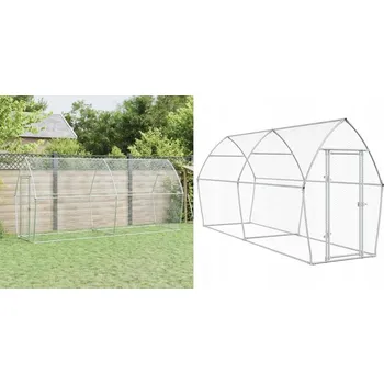 Klec pro kuřata, stříbrná, 400x105x182 cm, ocel pozinkovaná