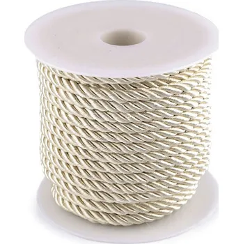 Šňůra kroucená Ø5 mm, střední, 10 krémová nejsvět.