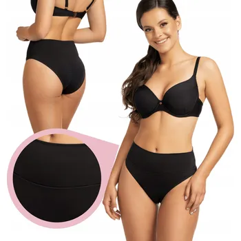 Dámské plavky NESSA Elba N01 plavkové kalhotky černé hladké řasený zadek spodní díl plavek - L