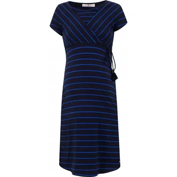 Dámské šaty BELLYBUTTON MATERNITY těhotenské šaty midi s krátkým rukávem modré velikost M