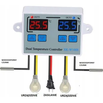Termostat Regulátor teploty ZanderParts XK-W1088 TERMOSTAT DWU KANAŁOWY