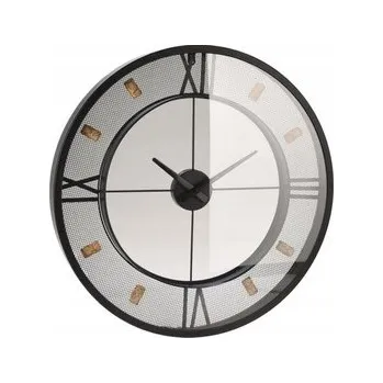 Hodiny HODINY NÁSTĚNNÉ KULATÝ ZÁVĚSNÉ VELKÉ ČERNÉ KOVOVÉ INDUSTRIÁLNÍ Ø 57 cm