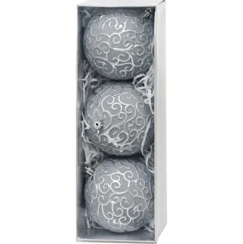 Vánoční ozdoba MagicHome Vianoce Koule MagicHome Vánoce, sada, 3 ks, stříbrná, na vánoční stromek, 10 cm