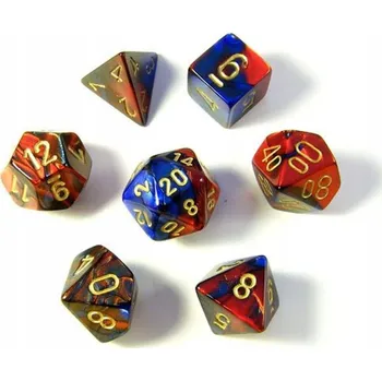 Příslušenství k deskovým hrám Sada kostek pro RPG Chessex 26429 Gemini Blue-Red s/zlatou (modro-červená)
