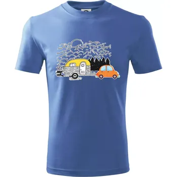 S obytňákem v lese - Tričko dětské bavlněné - 98 cm / 2 roky ( Azurově modrá )