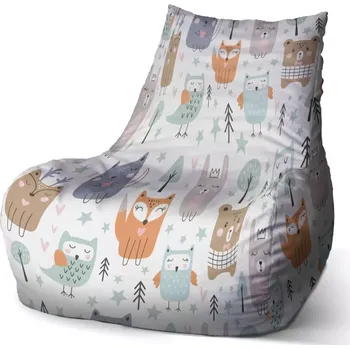 Sedací pytel Sablio Sedací vak Bean Animovaná lesní zvířátka - 60 x 70 x 70 cm