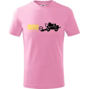 Kombajn sklizeň - Tričko dětské bavlněné - 134 cm/8 let ( Růžová )