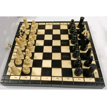 Šachy Dřevěné šachy černé klasické elegantní kompaktní Royal Maxi 31x31 cm