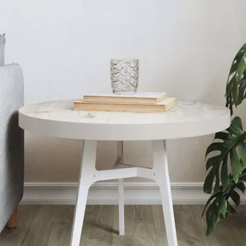 Psací stůl Bílá, Stolová deska, Ø50x3 cm, kulatý, masivní borové dřevo