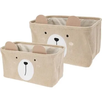Koš na prádlo HOMESTYLING Dětský úložný koš na prádlo i hračky kvádr sada 2 ks béžová KO-HZ1993160bezo