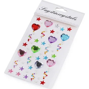 Samolepicí ozdoby z broušených kamínků, velké, 1 mix srdce