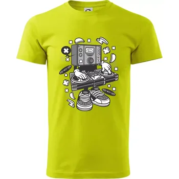 DJ metr - Klasické pánské triko vyšší gramáže - 4XL ( Limetková )