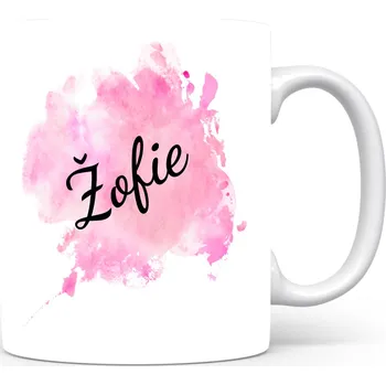 Hrnek se jménem Žofie – růžový akvarel