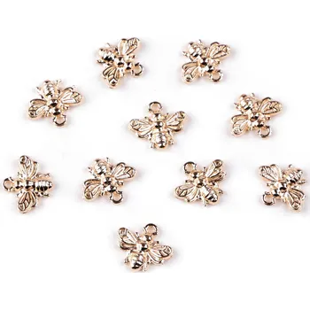 Přívěsek Kovový přívěsek / taháček na zip mini včelka 13x11 mm, malé, 2 zlatá sv.