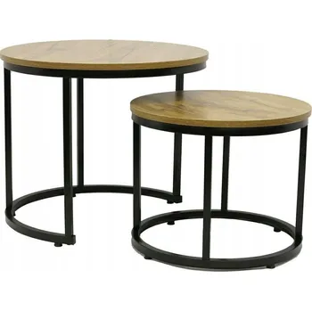 Konferenční stolek Konferenční stolek Kontrast kulatý 53 cm dub přírodní sada 2 ks