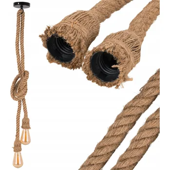 Závěsné stropní svítidlo LANO Dvojité svítidlo 2x E27 PROVAZ Konopné lano LOFT