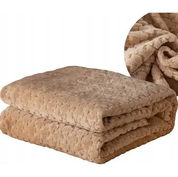 Přehoz na lůžko Měkká deka 160x200 mikrovlákno VZOR PUZZLE BÉŽOVÁ přehoz na POHOVKU BÉŽOVÁ