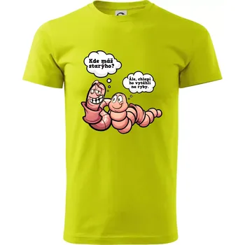 Žížaly na rybách - Klasické pánské triko vyšší gramáže - XS ( Limetková )