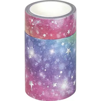 Lepicí páska Páska lepicí papírová 2ks - duhová s hvězdami: 2m x 15mm, 2m x 45mm