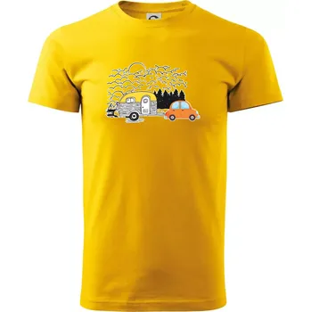 Pánské tričko S obytňákem v lese - Triko extra velké (5-8XL) - 6XL ( Žlutá )