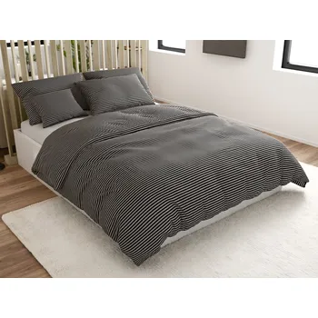 Povlečení Bavlněné povlečení STRAVON černo-šedé Rozměr povlečení: 70 x 90 cm | 140 x 200 cm
