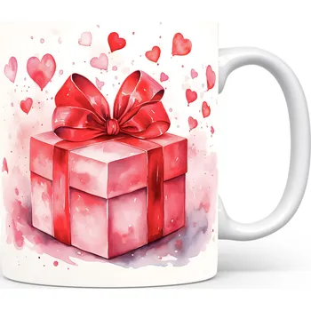 Hrnek s romantickým motivem červeného dárku