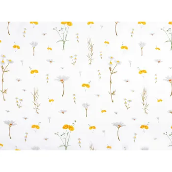 Bavlněná látka / plátno luční kvítí, barva (1700) bílá