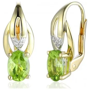 Náušnice Gems, Diamantové náušnice Marjorie, kombinované zlato s brilianty a peridoty (olivíny), 585-38-3-4687.2ZB0.0.00.HSI.626.08