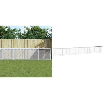 Klec pro kuřata se střechou, světle šedá, 803x98x90 cm, ocel