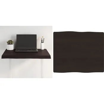Konferenční stolek Pracovní deska, tmavě hnědá 60x50x(2-4) cm, dřevo s přirozenou hranou