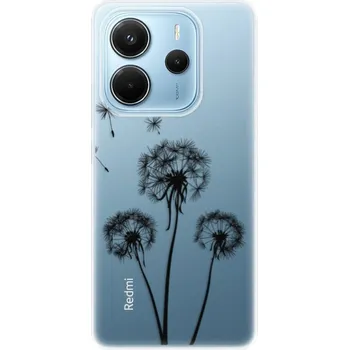 Pouzdro na mobilní telefon Silikonový obal iSaprio - Xiaomi Redmi Note 14 4G - Three Dandelions - black (Silikonový obal, kryt a pouzdro iSaprio - Xiaomi Redmi Note 14 4G - Three Dandelions - black - stylová ochrana telefonu, pružný TPU materiál, odolný UV potisk, česká výroba)