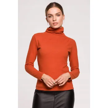 Dámské oblečení OUTLET TRIČKO DÁMSKÁ BAVLNĚNÁ HALENKA S ROLÁKEM ORANŽOVÁ 44 XXL