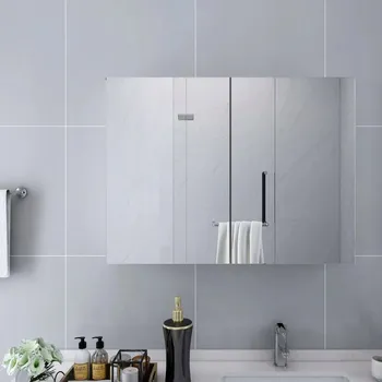 Koupelnový nábytek Koupelnová skříňka se zrcadlem, bílá, 80x15x60 cm, M