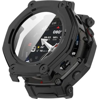 Příslušenství k chytrým hodinkám VSECHNONAMOBIL 124630 PC FULL COVER Plastový kryt se sklem pro Amazfit T-Rex 3 Pro 48mm černý