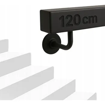 Zábradlí Schodišťové madlo ČERNÉ Nástěnné ČTVERCOVÉ Ocel Zábradlí Schody 100cm