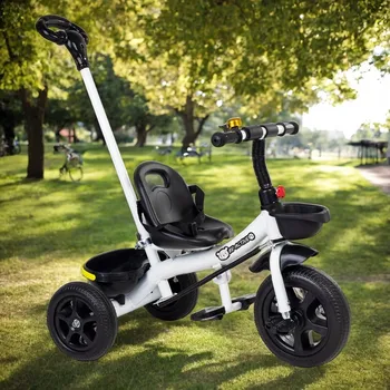 Dětské vozidlo Odrážedlo Tříkolka s tlačítkem a bezpečnostním pásem