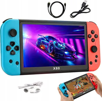 Herní konzole Přenosná herní konzole X80 s 20000 hrami a 7palcovým displejem, 4jádrová