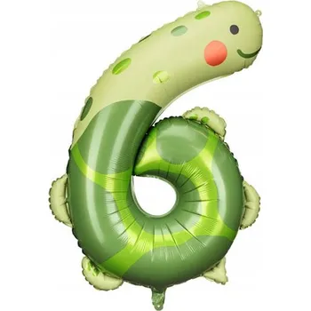 Balónek Party Deco balónek Číslice 6 s motivem želvy 75x96 cm