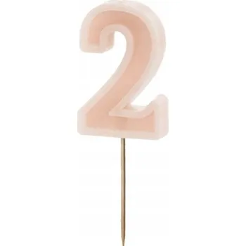 Dortová svíčka Svíčka na dort " Číslice 2", starorůžová , PartyDeco, 10 cm