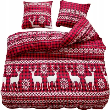 Povlečení Vánoční POVLEČENÍ (povlečení) 160x200 BAVLNA (bavlna) satén GierekHoff SADA 3 díly - motiv Sobů (Reindeer)