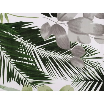 Bavlněná látka / plátno rostliny / listy METRÁŽ - (1812) bílá zelená