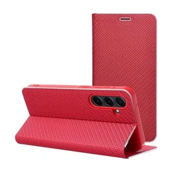 Pouzdro na mobilní telefon Pouzdro LUNA Book Carbon pro XIAOMI Redmi Note 14 4G (GLOBAL - 163,25mm x 76,55mm x 8,16mm) červené - OEM + zdarma možnost vyzkoušet a vrátit zboží do 30 dní