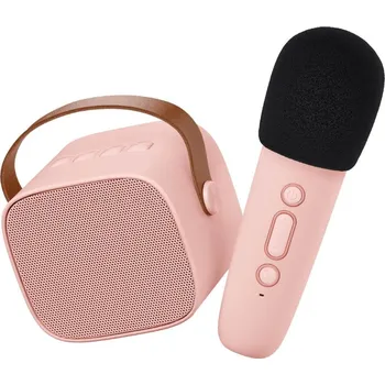 Karaoke Lalarma Bluetooth Karaoke set mikrofon a reproduktor Růžový