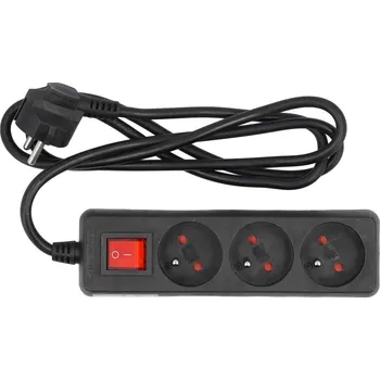 Prodlužovací kabel Kabel prodlužovací 1,5m + vypínač - 3 zásuvky VOREL