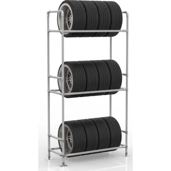 Dílenský regál ENPRAG Stojan na pneumatiky 24082633 [šedá + stříbrné spojky]