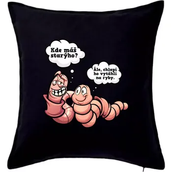 Polštář Žížaly na rybách - Polštář 50x50 - 50x50 - Pouze potah ( Černá )