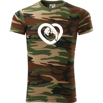 Pánské tričko Jezevčík srdce - plný - Army CAMOUFLAGE - XL ( Hnědý maskáč )