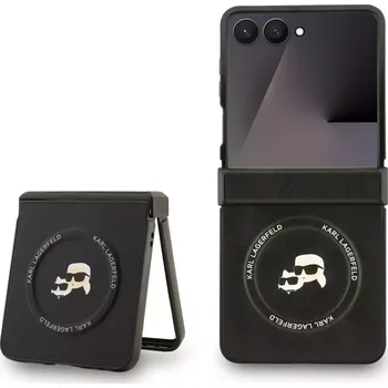 Pouzdro na mobilní telefon Karl Lagerfeld PU Karl and Choupette Heads Magnetic Zadní Kryt pro Samsung Galaxy Z Flip 7 Black
