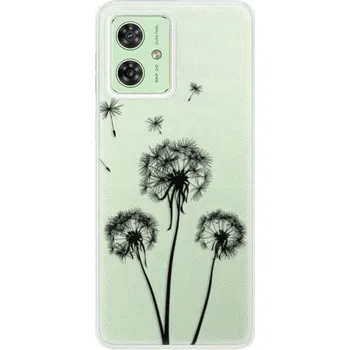 Pouzdro na mobilní telefon Silikonový obal iSaprio - Motorola Moto G54 5G - Three Dandelions - black (Silikonový obal, kryt a pouzdro iSaprio - Motorola Moto G54 5G - Three Dandelions - black - stylová ochrana telefonu, pružný TPU materiál, odolný UV potisk, česká výroba)