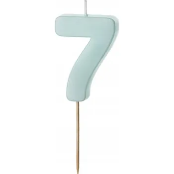 Dortová svíčka Narozeninová svíčka Číslice 7, světle modrá, 5.5 cm